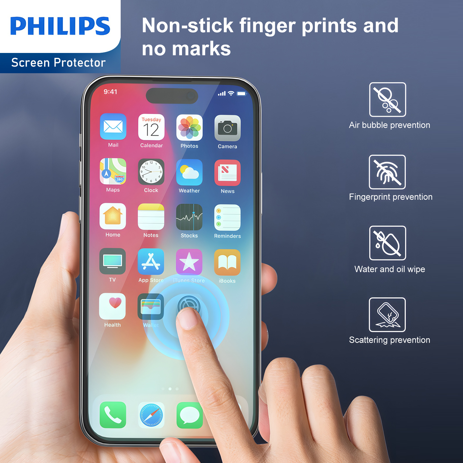 Philips Blue Light Filtering Tempered Glass Screen Protector for iPhone 14 (DLK1302) - Image 7