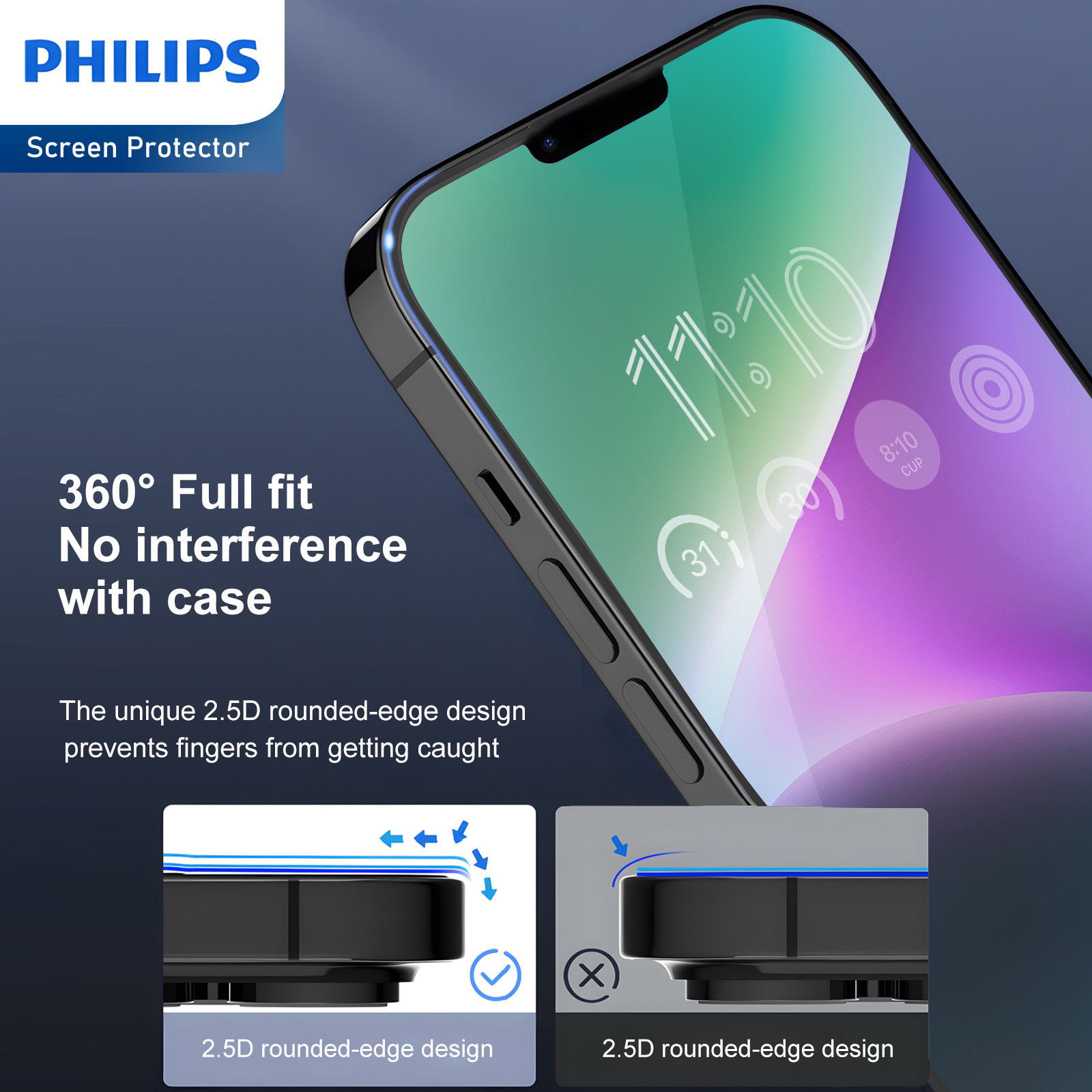 Philips Blue Light Filtering Tempered Glass Screen Protector for iPhone 14 (DLK1302) - Image 8