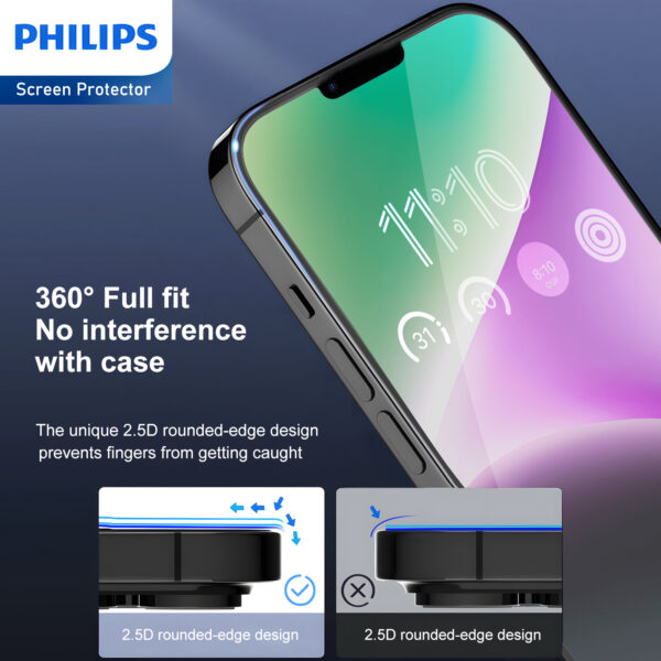 Philips High Transparency Tempered Glass Screen Protector for iPhone 14/iPhone 13 /iPhone 13 Pro (DLK1202) - Image 3