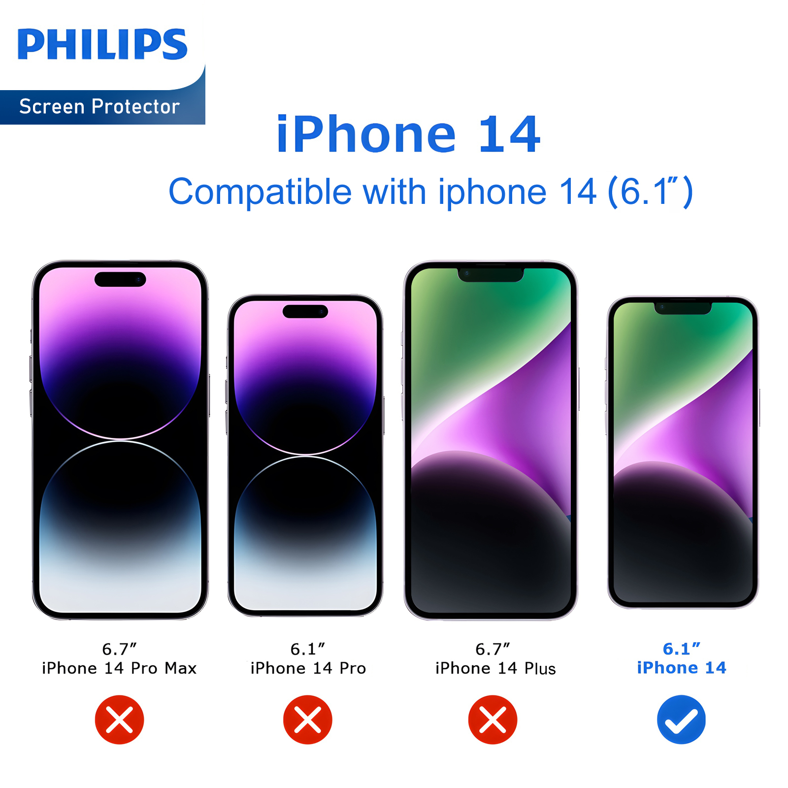 Philips Blue Light Filtering Tempered Glass Screen Protector for iPhone 14 (DLK1302) - Image 3