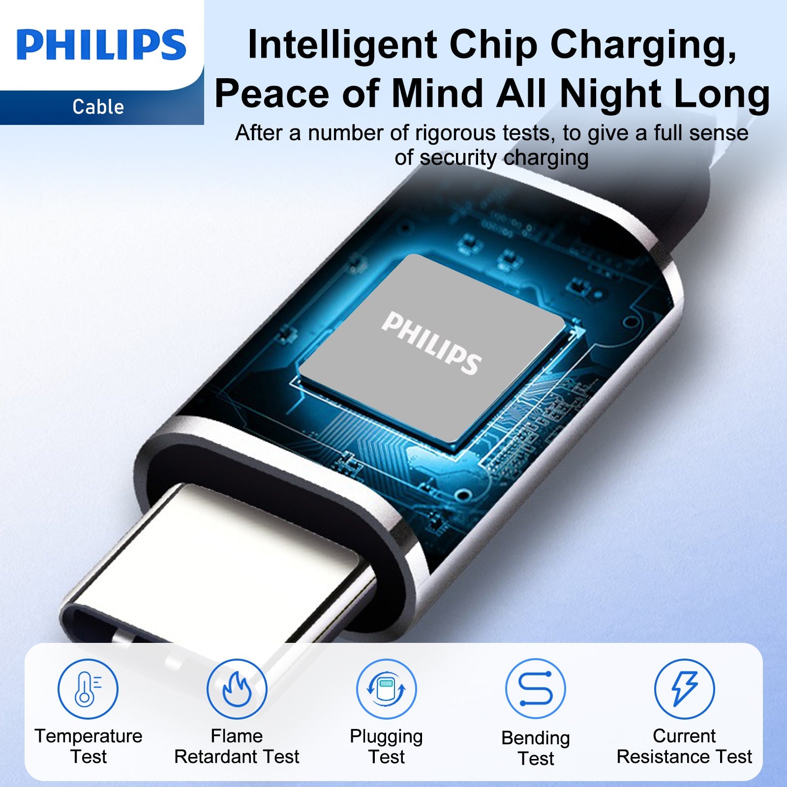 Philips USB-C to Type-C Charge Sync Cable, USB Type C PD Charging Cord for iPhone 15 MacBook Pro, Huawei Matebook, iPad Pro 2020, Chromebook, Pixel 6, Samsung Note 10 S21 S20 (1.25M, Black) DLC4548C - Image 3