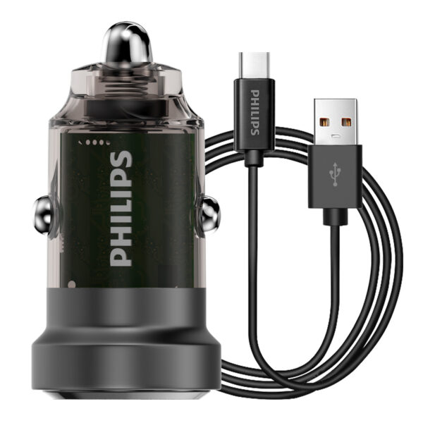 Philips Ultra Fast Car Charger with USB-A to USB-C Cable (DLP2522A) - Image 10