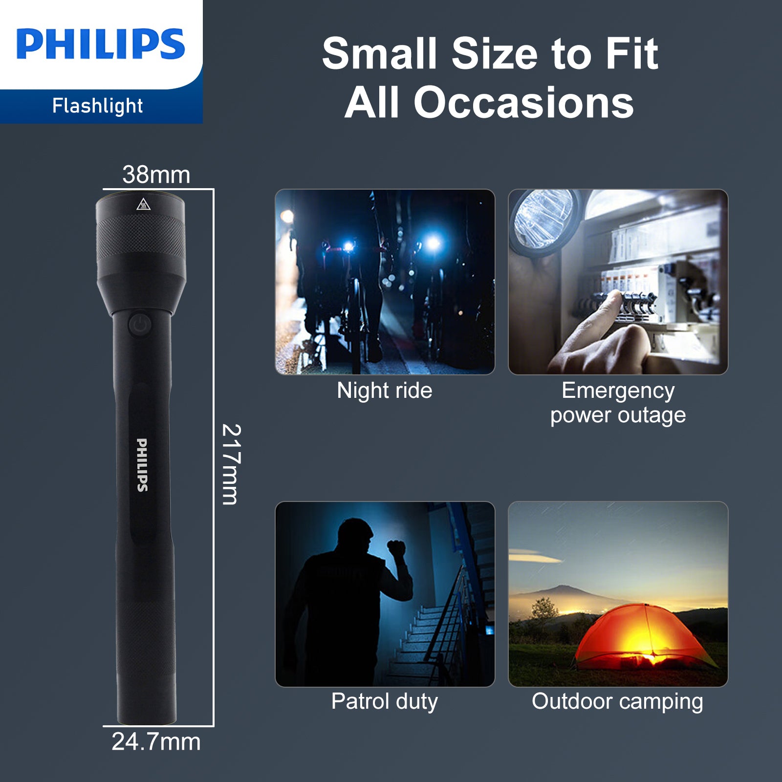 Philips Rechargeable LED Flashlights High Lumens, 1000 Lumens Bright Powerful Tactical Handheld Flash Light, 5 Modes IPX5 Waterproof Flash Lights for Camping, Emergency, Hiking, Black SFL3602R - Image 9