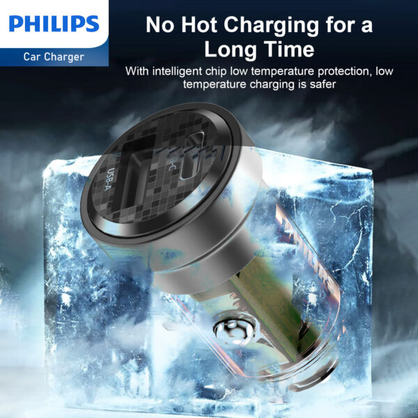 Philips Ultra Fast Car Charger with USB-A to USB-C Cable (DLP2522A) - Image 11