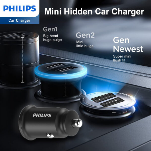 Philips Dual USB-A Port Car Charger (DLP2510) - Image 2