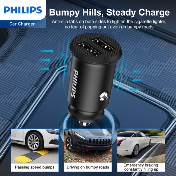 Philips Dual USB-A Port Car Charger (DLP2510) - Image 4