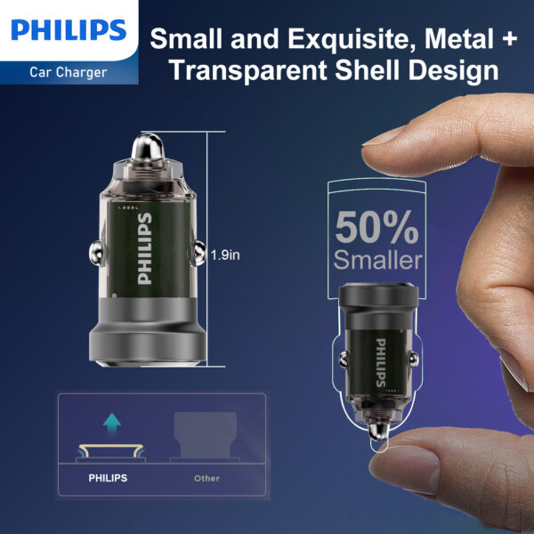 Philips Ultra Fast Car Charger with USB-A to USB-C Cable (DLP2522A) - Image 12