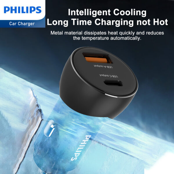 Philips QC+PD Car Charger with USB-C to Lightning Cable (DLP2521L) - Image 3