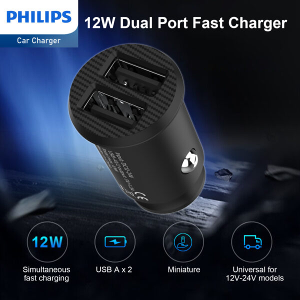 Philips Dual USB-A Port Car Charger (DLP2510) - Image 6