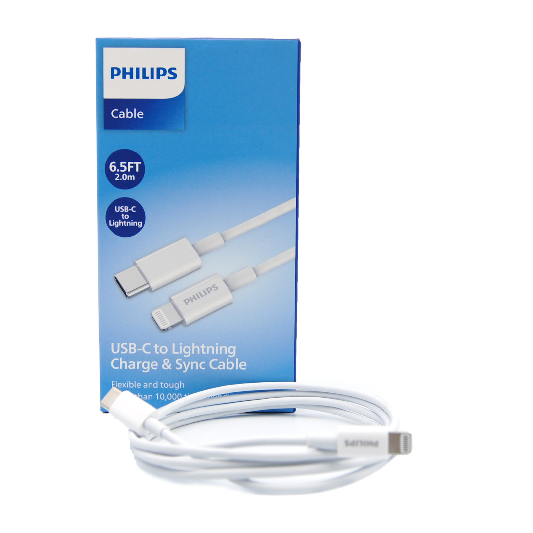 Philips Accessories USB-C To Lightning Charging Cable 2m. (White ...