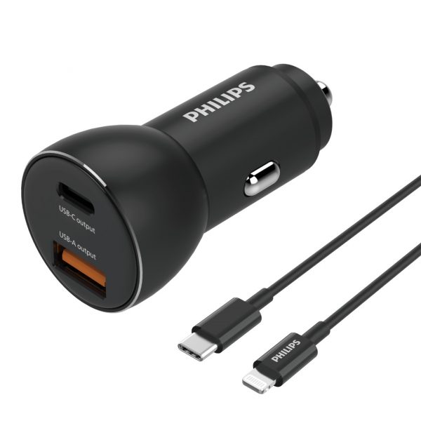 Philips QC+PD Car Charger with USB-C to Lightning Cable (DLP2521L) - Image 11