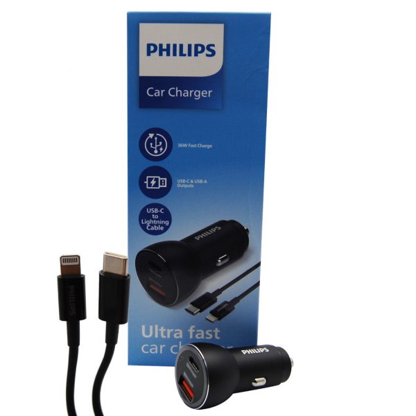 Philips QC+PD Car Charger with USB-C to Lightning Cable (DLP2521L) - Image 14